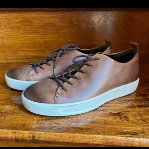 Ecco Danish Design Brown Leather Dress Shoes Ties Men Adult Size 6